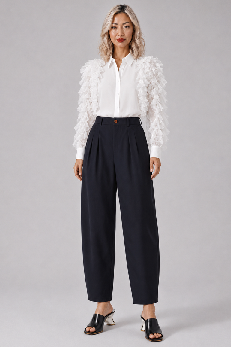 COMME DES GARCONS RTW Ruffle Sleeve Shirt | Off White