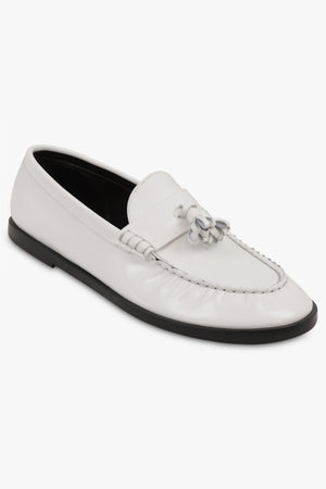 THE ROW SHOES Mens Style Shiny Tassel Loafer | Optic White