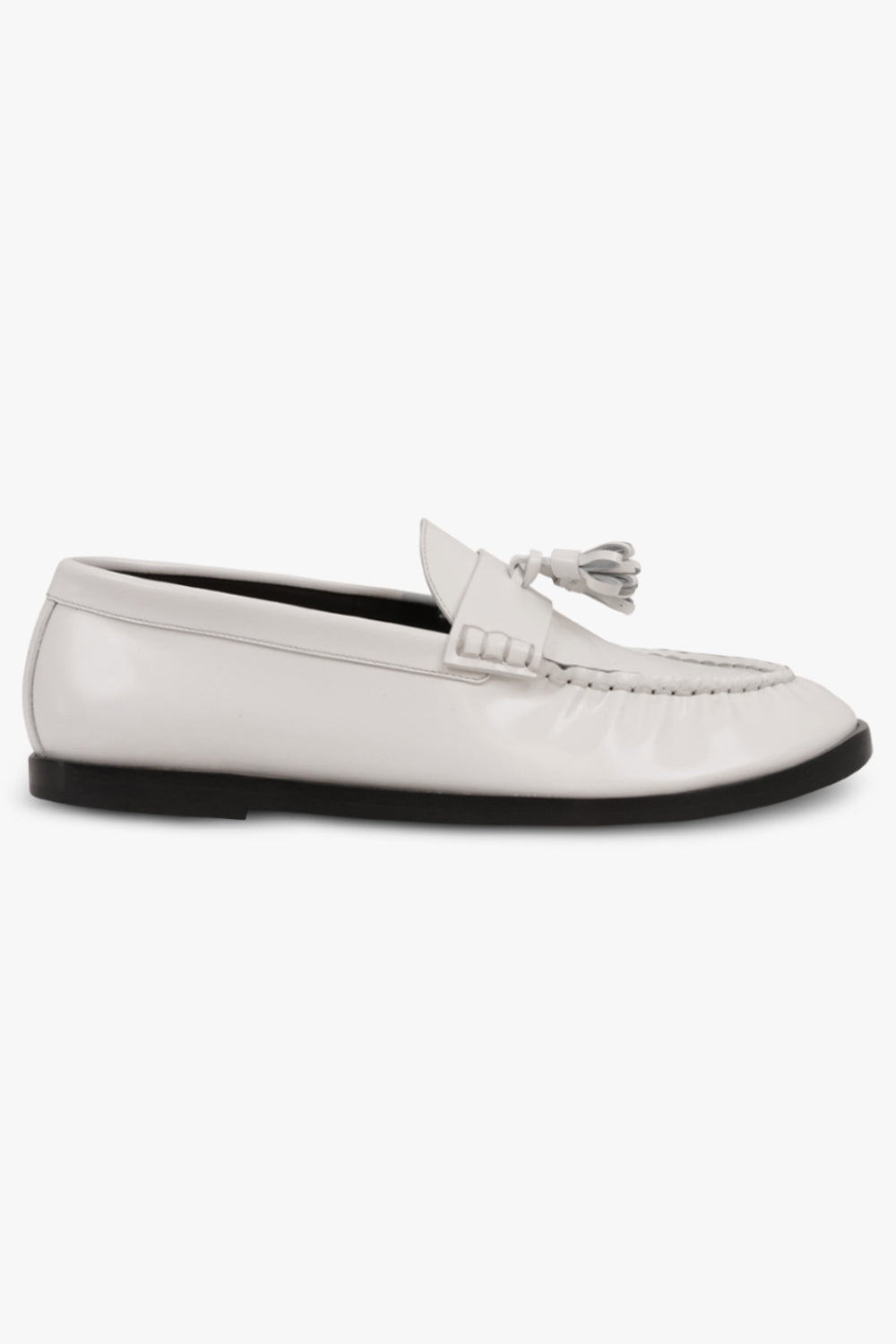THE ROW SHOES Mens Style Shiny Tassel Loafer | Optic White