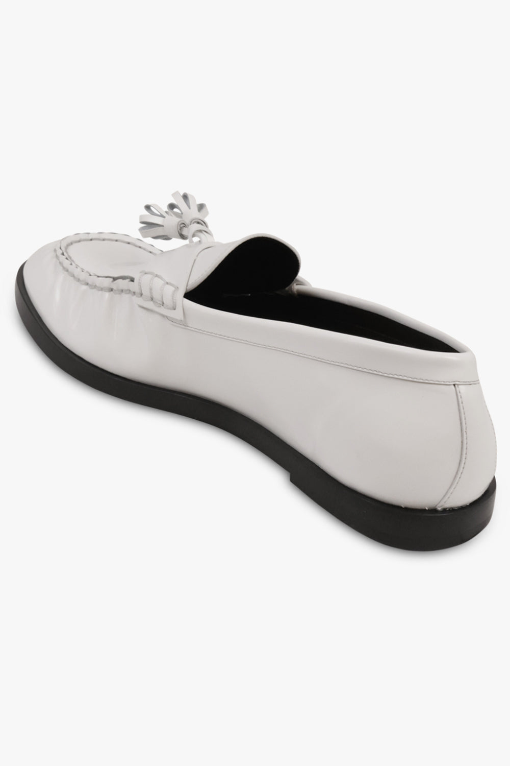 THE ROW SHOES Mens Style Shiny Tassel Loafer | Optic White