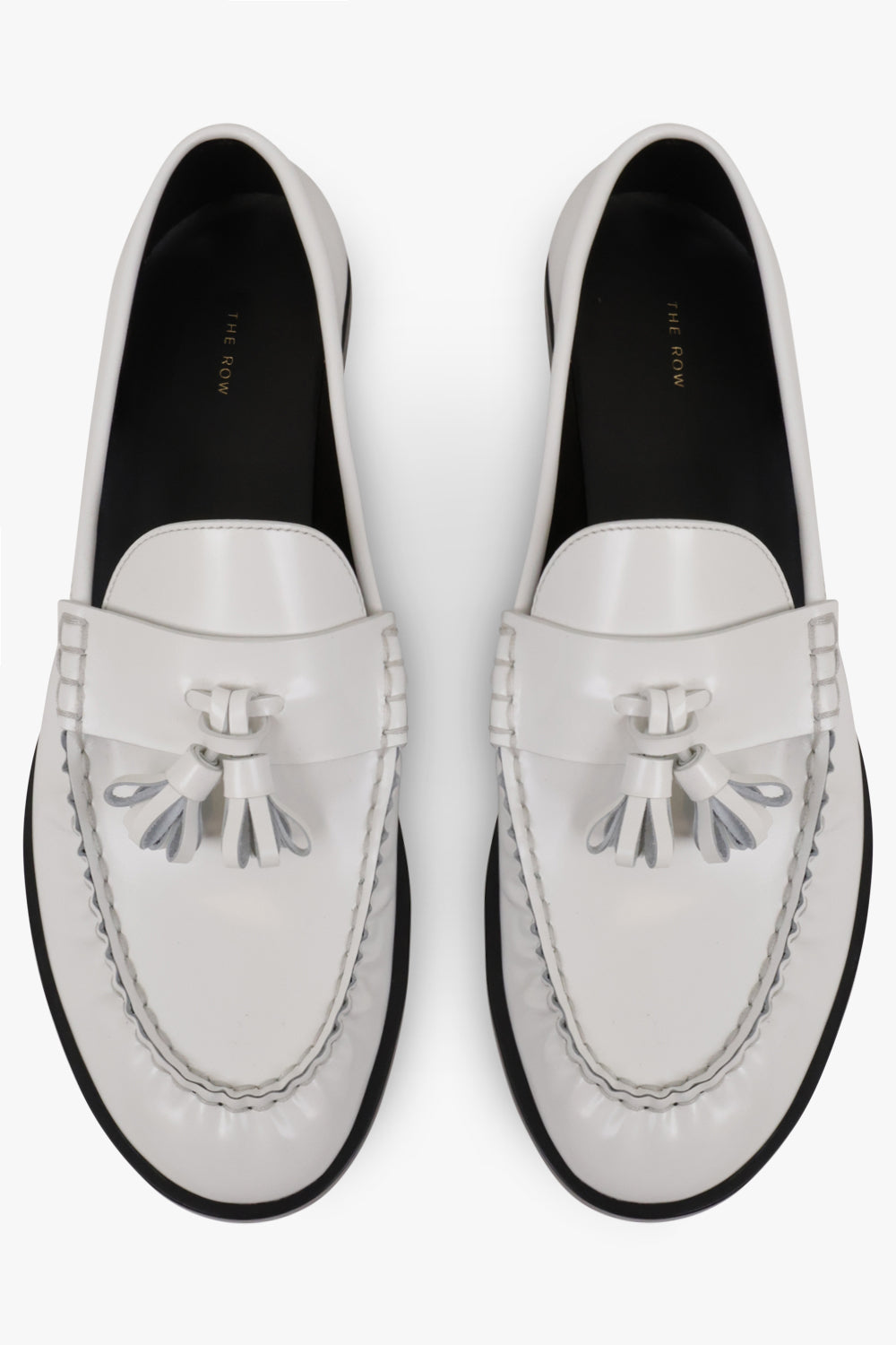 THE ROW SHOES Mens Style Shiny Tassel Loafer | Optic White