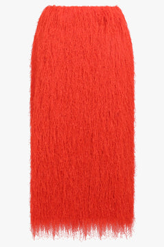 DRIES VAN NOTEN RTW Sokna Fringed Skirt | Red