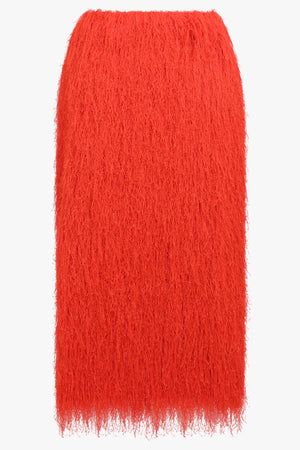 DRIES VAN NOTEN RTW Sokna Fringed Skirt | Red