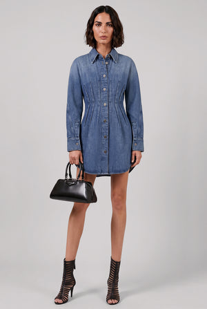 Cocoon Short Waisted Denim Dress | Medium Blue