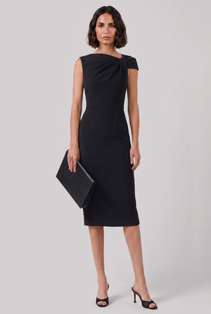 Midi Draped Dress | Black