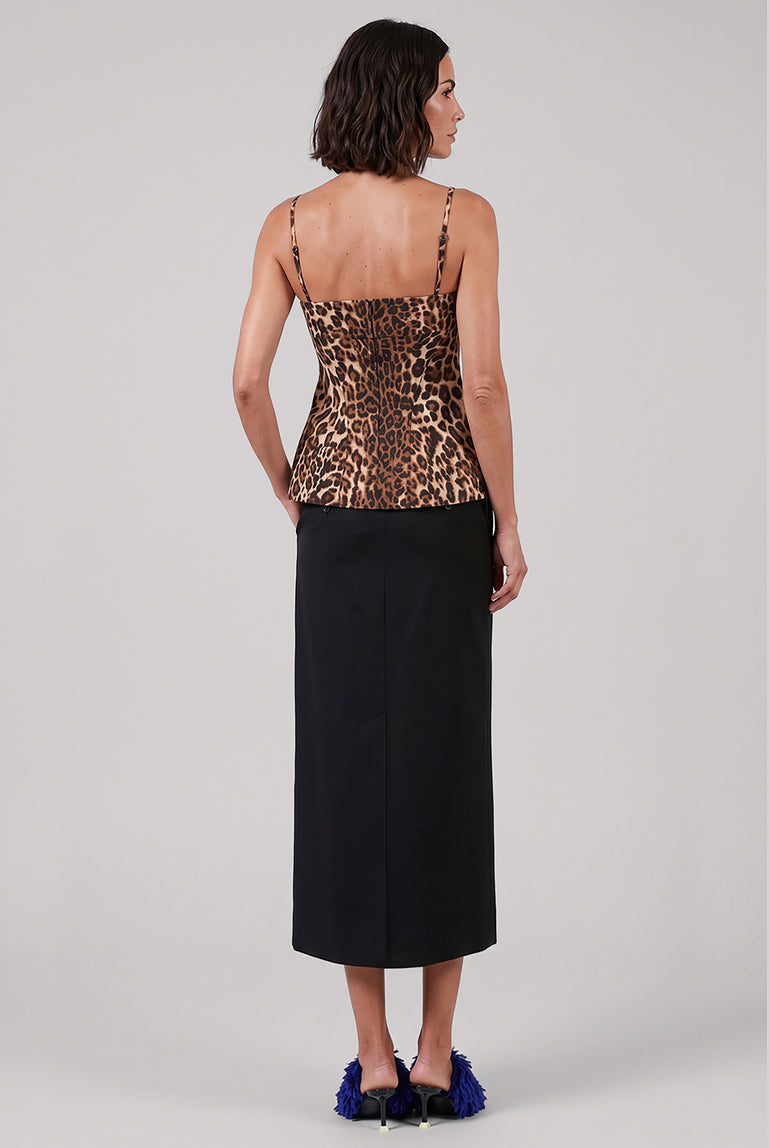 GIVENCHY RTW Slashed Midi Skirt | Black