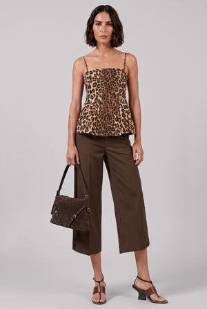 Sliced Singlet Leopard Print Top | Brown