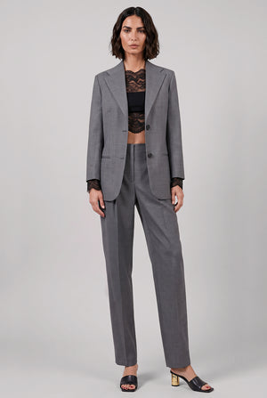 Structured Single Breast Jacket | Grey Mix