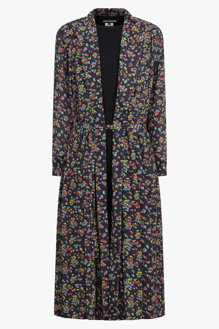 JUNYA WATANABE RTW Layer L/S Knit X Floral Print Midi Dress | Purple/Black