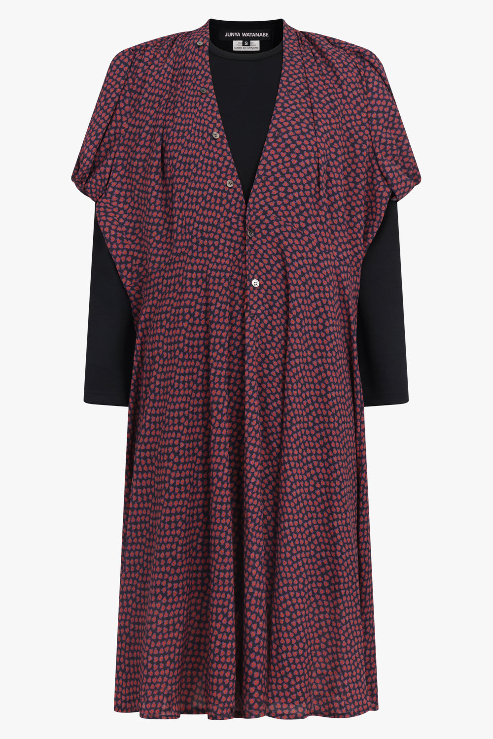 JUNYA WATANABE RTW Layer Knit X L/S Floral Print Midi Dress | Black/Multi