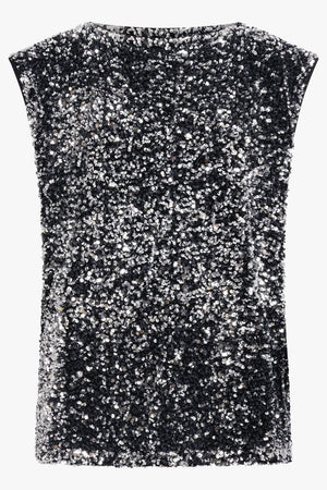 JUNYA WATANABE RTW Sleeveless Sequin Knit Top | Black/Silver