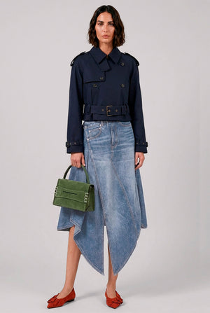 Cropped Trench Coat | Navy
