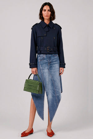 Cropped Trench Coat | Navy