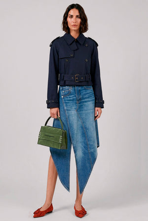 Cropped Trench Coat | Navy