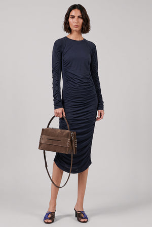 Ruched Jersey Midi Dress | Navy