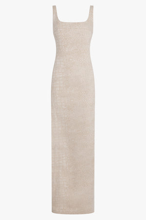 JACQUEMUS RTW La Robe De-Nimes Croco Print S/Less Maxi Dress | Beige