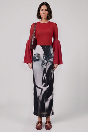 Gathered Bell Sleeve Top | Burgundy