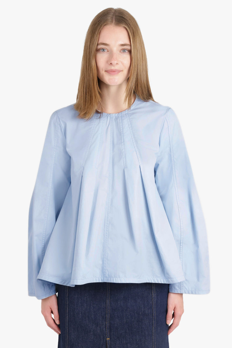 JIL SANDER RTW FLARED SCULPTURAL BLOUSE | COBALT