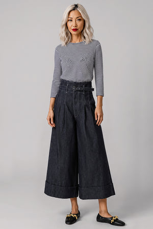 JUNYA WATANABE RTW Panel Stripe Long Sleeve Top | Navy/White