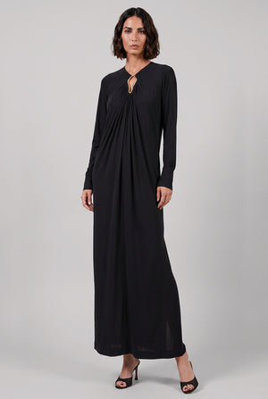 Draped L/Sl Dress | Black