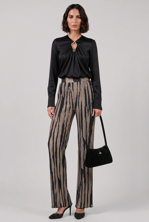 Draped Long Sleeve Top | Black