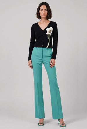 Jacqurd V Neck Cropped Cardigan | Black/Multicolour