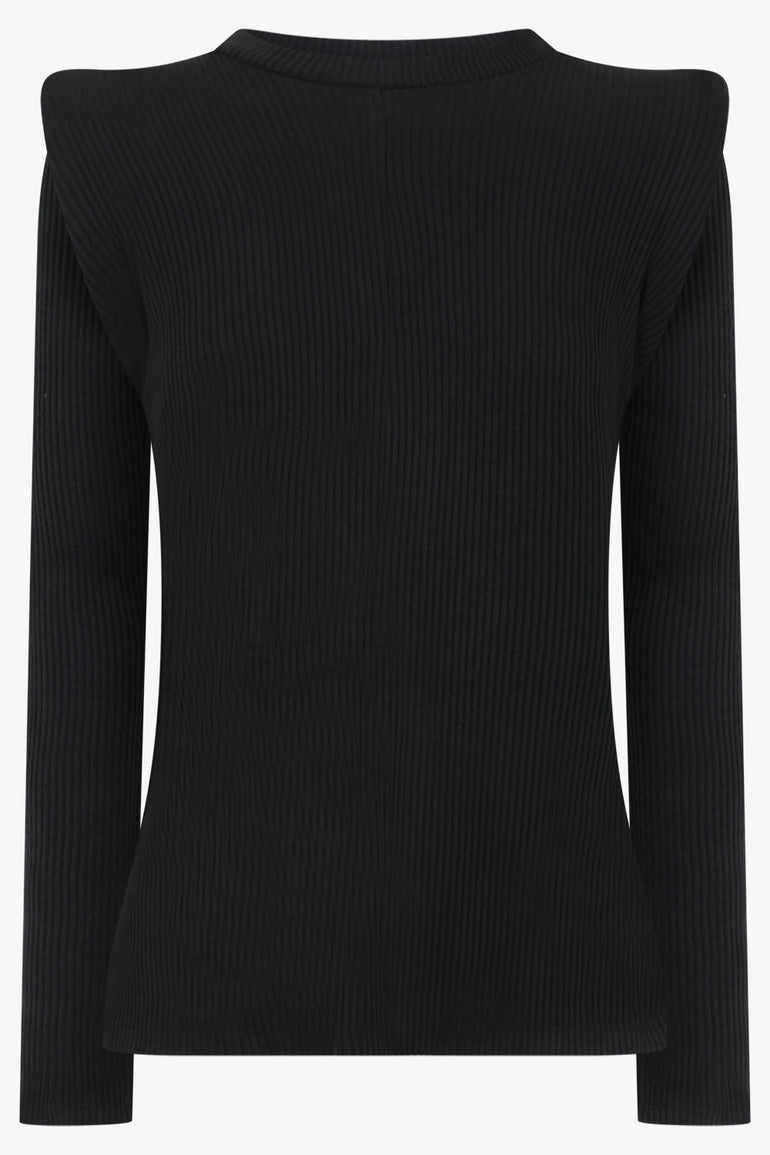 MELITTA BAUMEISTER Circle Shoulder Rib Top | Black