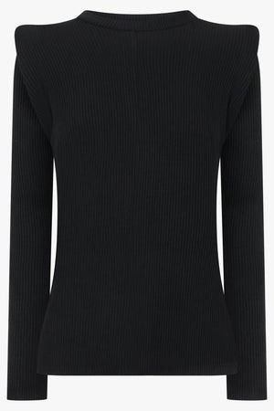 MELITTA BAUMEISTER Circle Shoulder Rib Top | Black