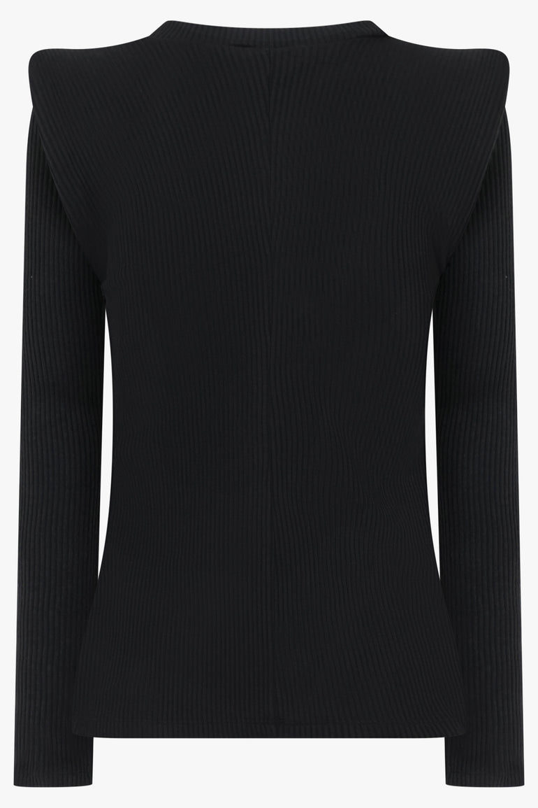 MELITTA BAUMEISTER Circle Shoulder Rib Top | Black