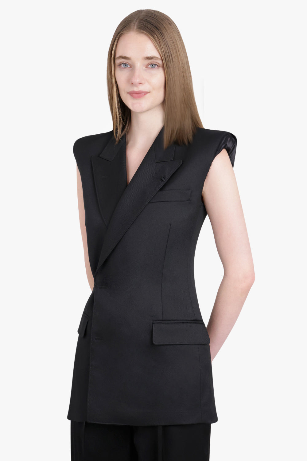 Double Breasted Vest Style Jacket | Black – Parlour X