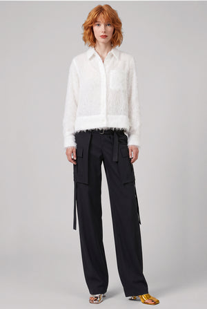Hairy L/S Foam Hem Shirt | White