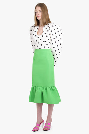 NINA RICCI RTW Midi Taffeta Peplum Skirt | Green