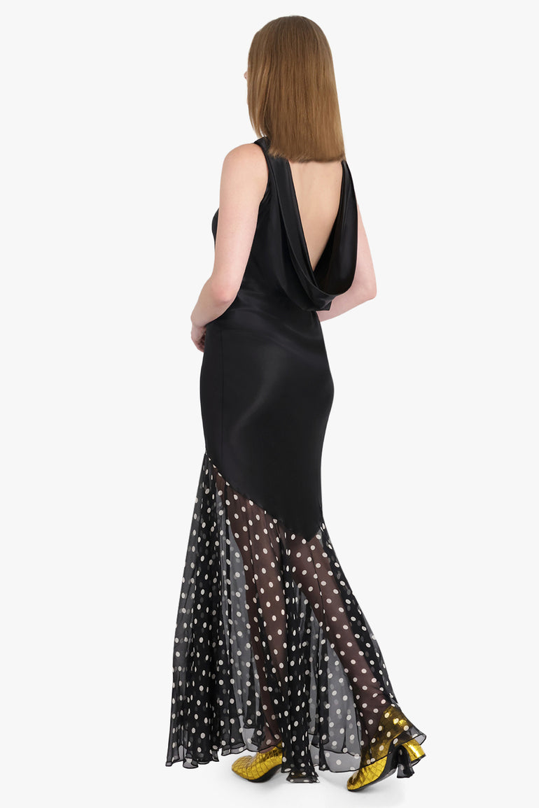 Contrast Polka Dot Mermaid Maxi Backless Dress | Black/White Parlour X Contrast Polka Dot Mermaid Maxi Backless Dress | Black/White Parlour X