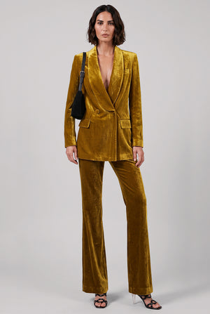 Flare Leg Velvet Pant | Gold