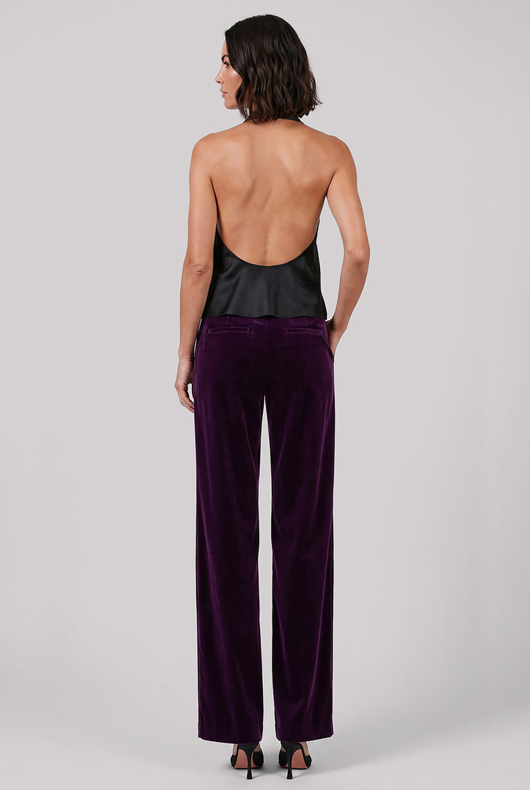 NINA RICCI RTW High Waist Velvet Pant | Purple