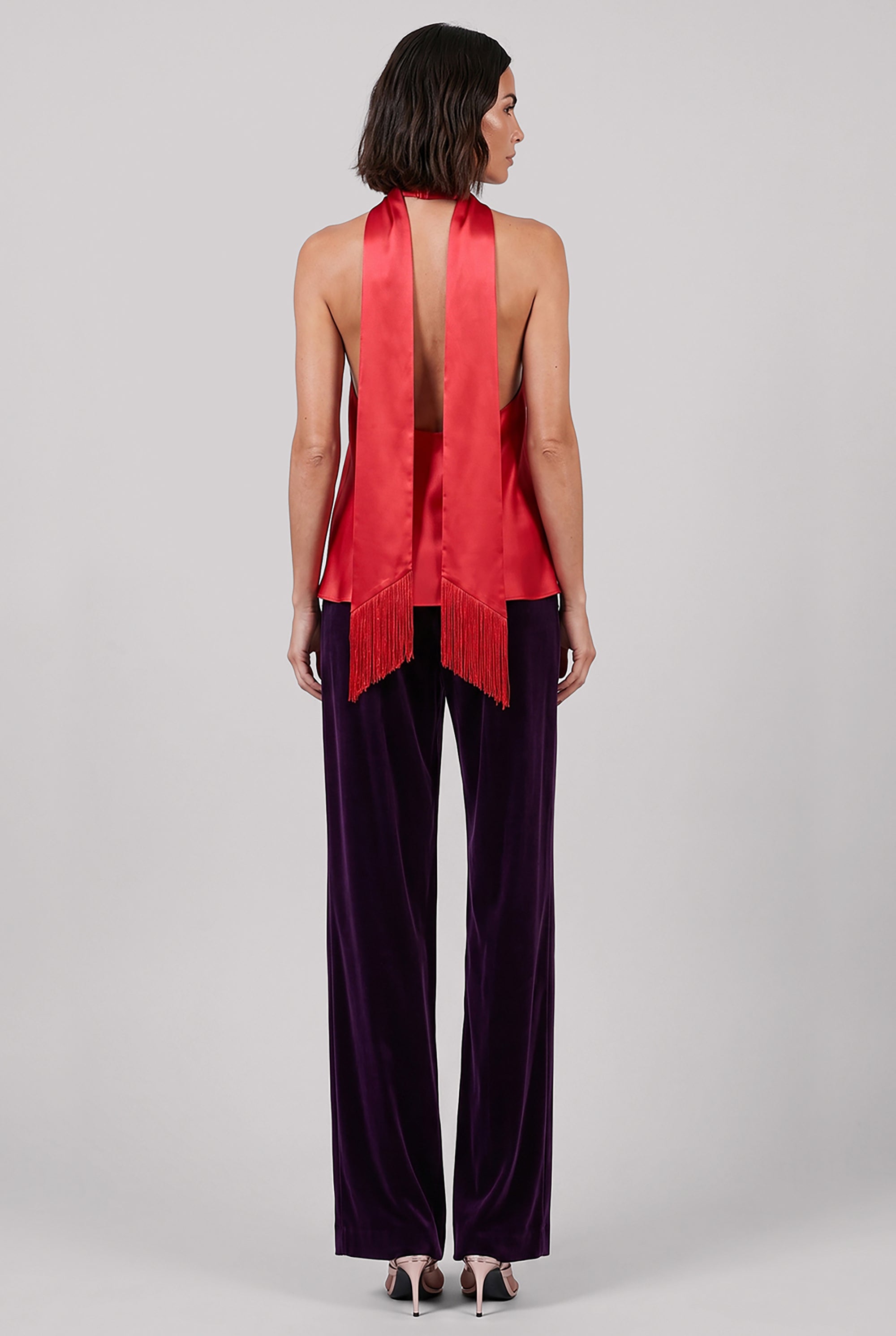 NINA RICCI RTW Halterneck Top With Scarf Neck | Vivid Red