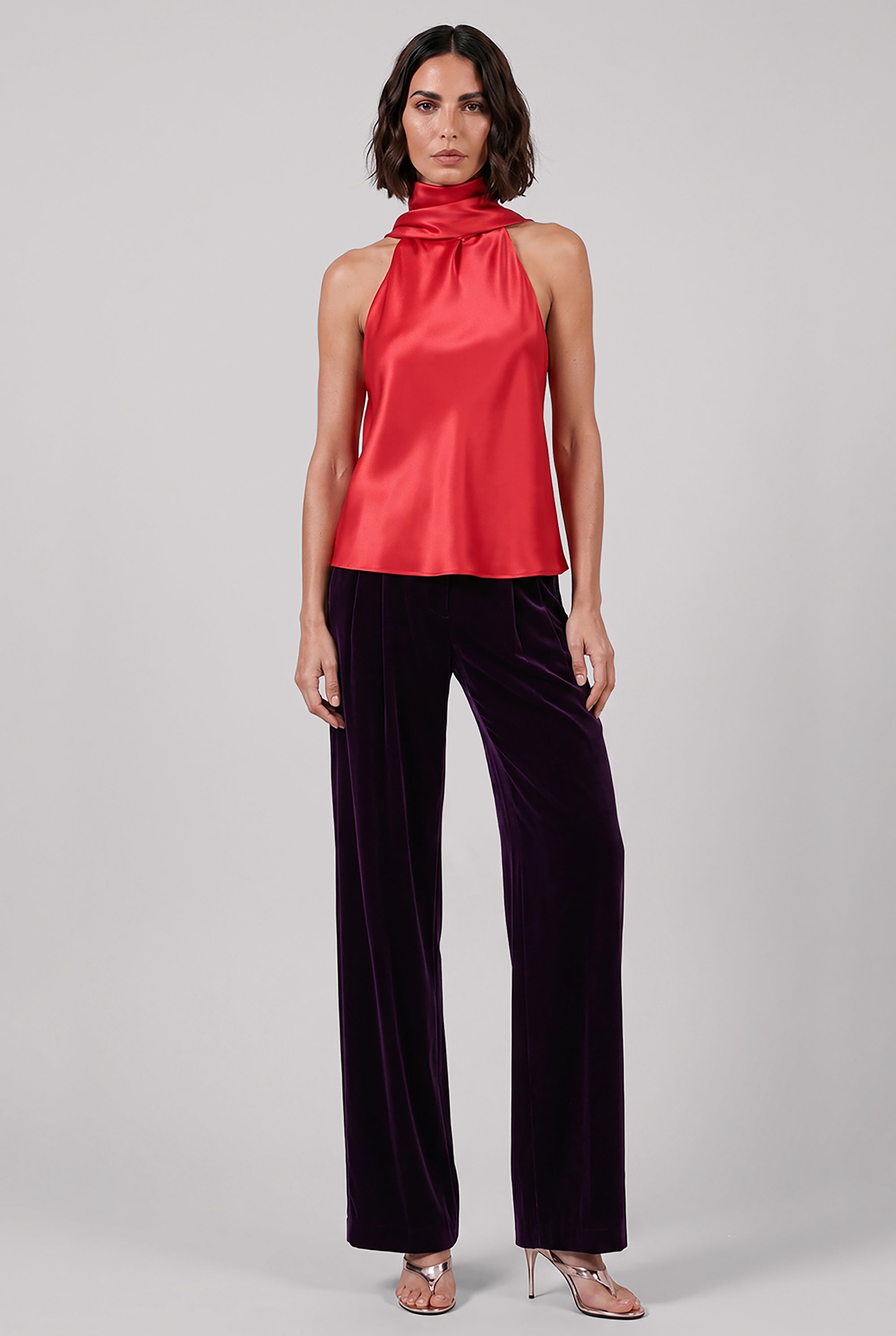 NINA RICCI RTW High Waist Velvet Pant | Purple