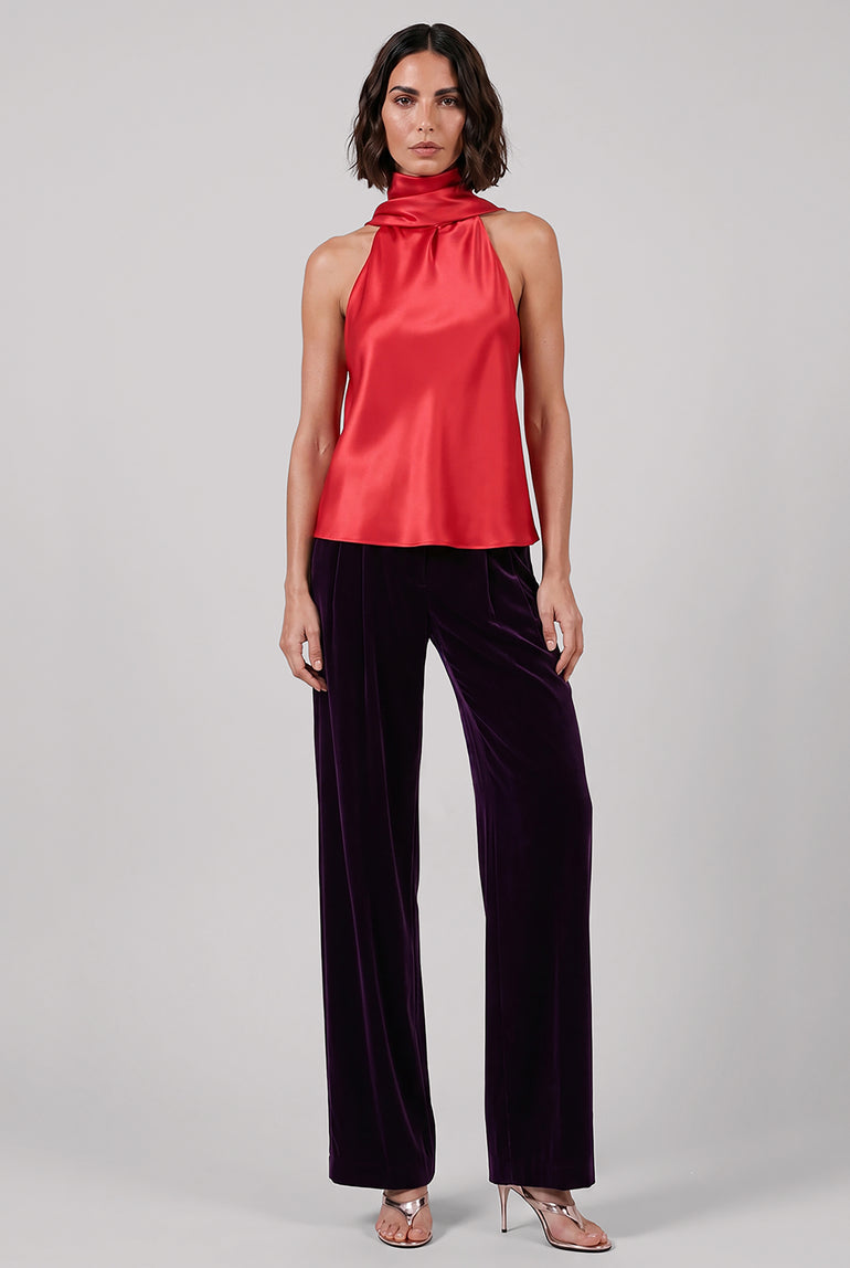 NINA RICCI RTW High Waist Velvet Pant | Purple