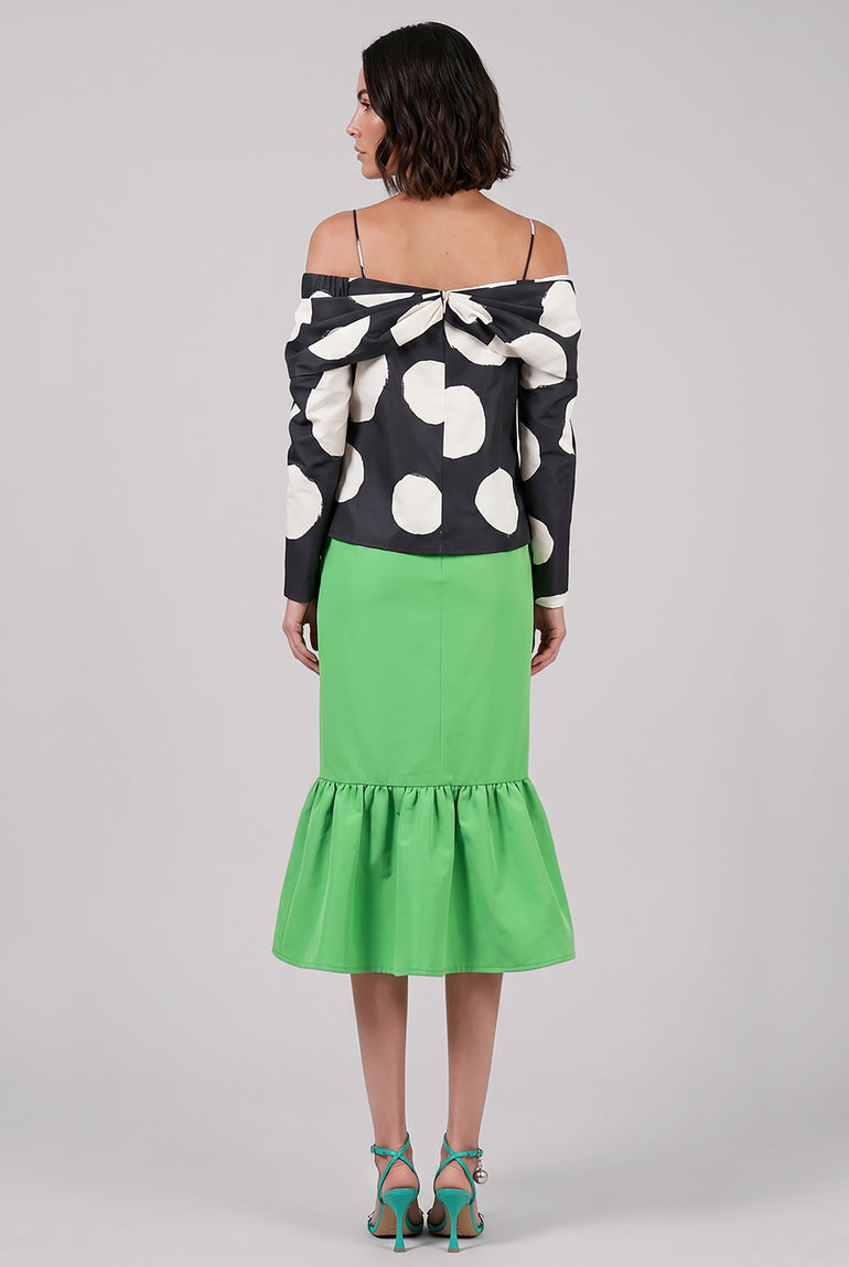 NINA RICCI RTW Midi Taffeta Peplum Skirt | Green