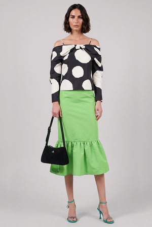NINA RICCI RTW Midi Taffeta Peplum Skirt | Green
