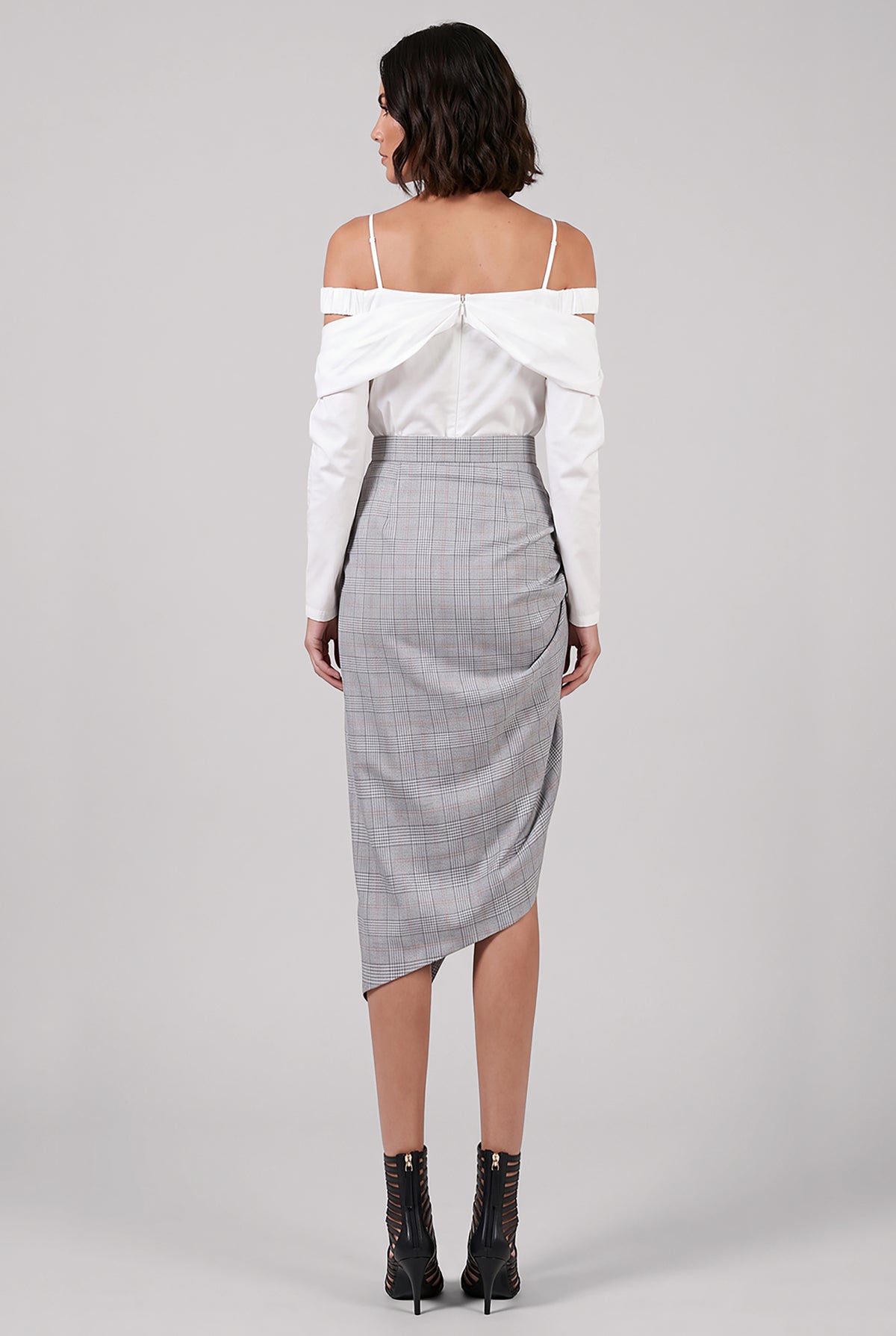 VIVIENNE WESTWOOD RTW Side Panther Prince Of Wales Check Print Skirt | Grey