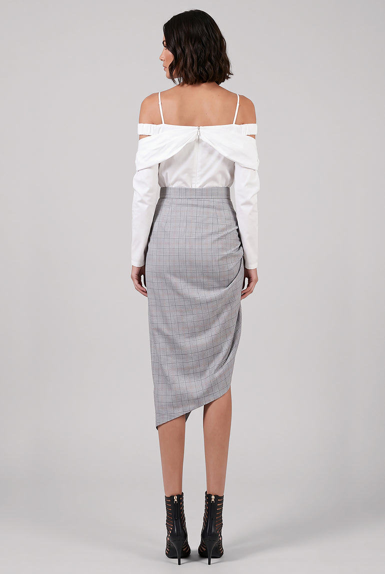 VIVIENNE WESTWOOD RTW Side Panther Prince Of Wales Check Print Skirt | Grey