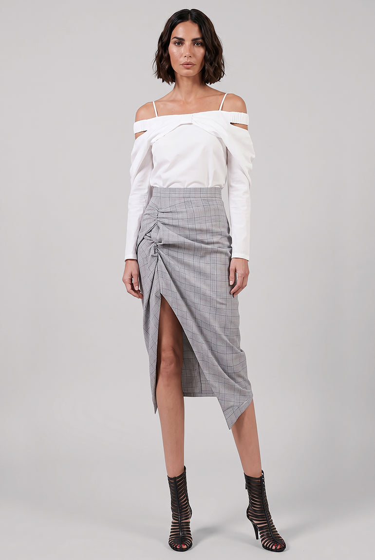VIVIENNE WESTWOOD RTW Side Panther Prince Of Wales Check Print Skirt | Grey