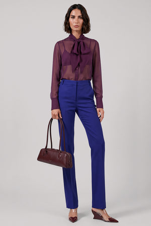 Tailored Silky Straight Leg Pant | Royal Blue