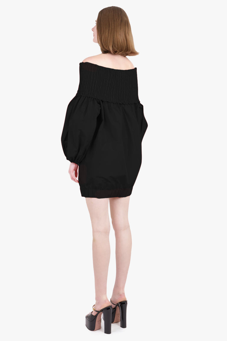Off-the-Shoulder Smock Mini Dress in Eco-friendly Faille | Black Parlour X Off-the-Shoulder Smock Mini Dress in Eco-friendly Faille | Black Parlour X