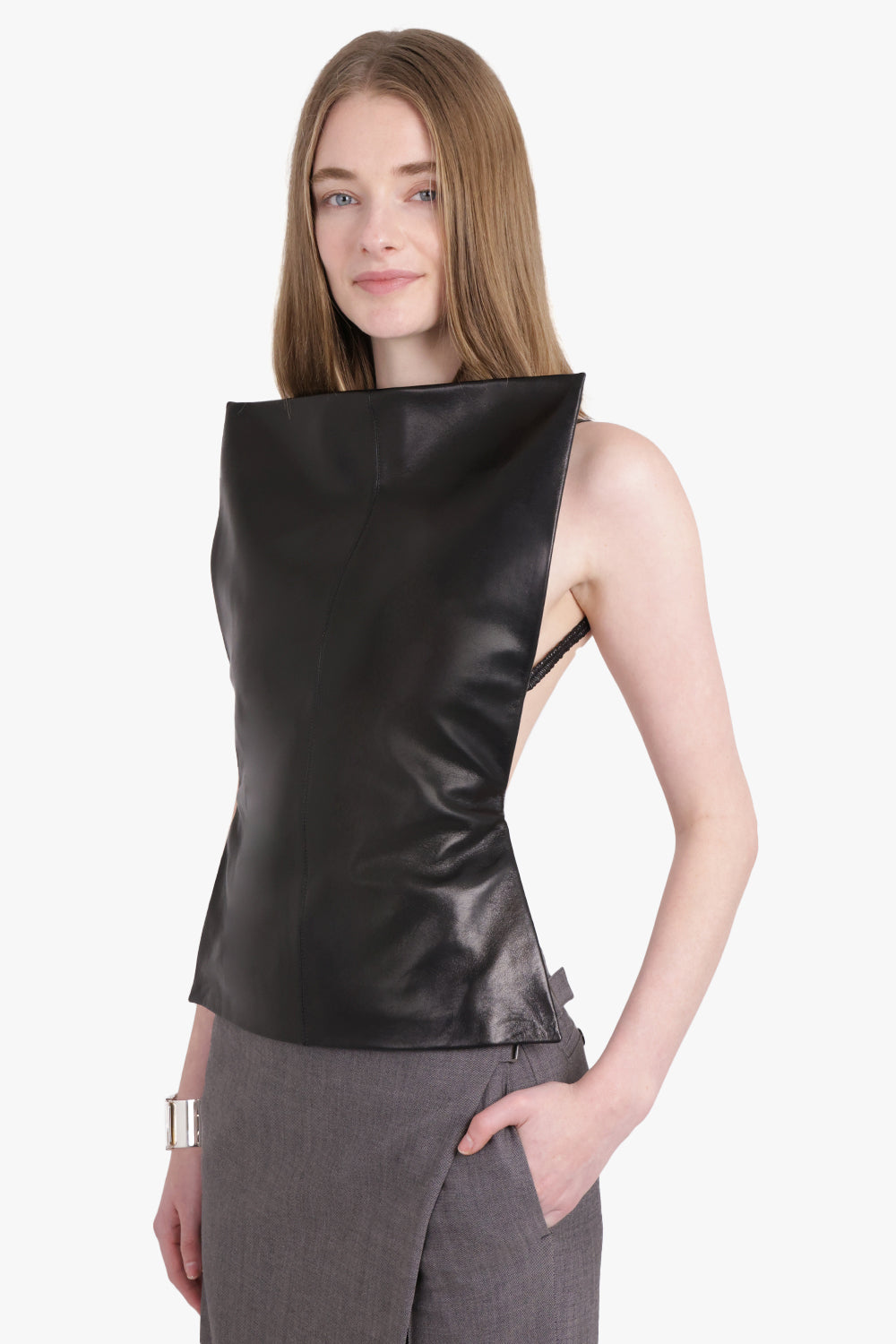 PHOEBE PHILO RTW Square Neck Backless Leather Top
