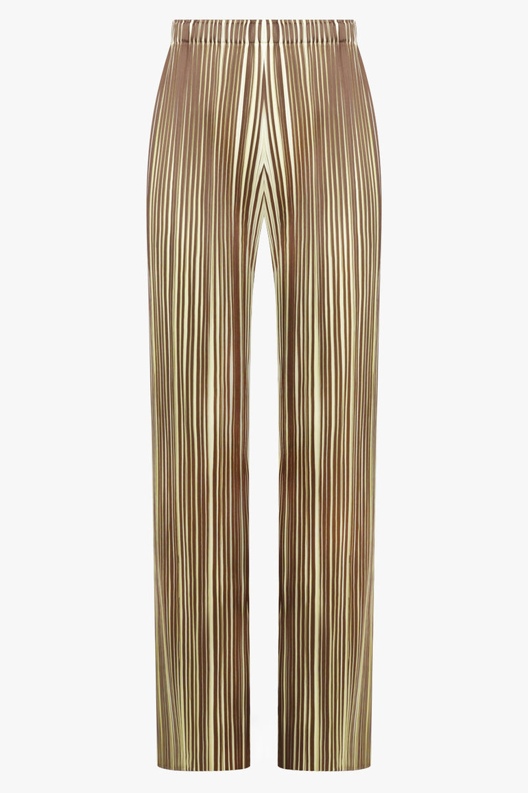 PHOEBE PHILO RTW Pleat Bi-Colour Trouser | Brown/Yellow