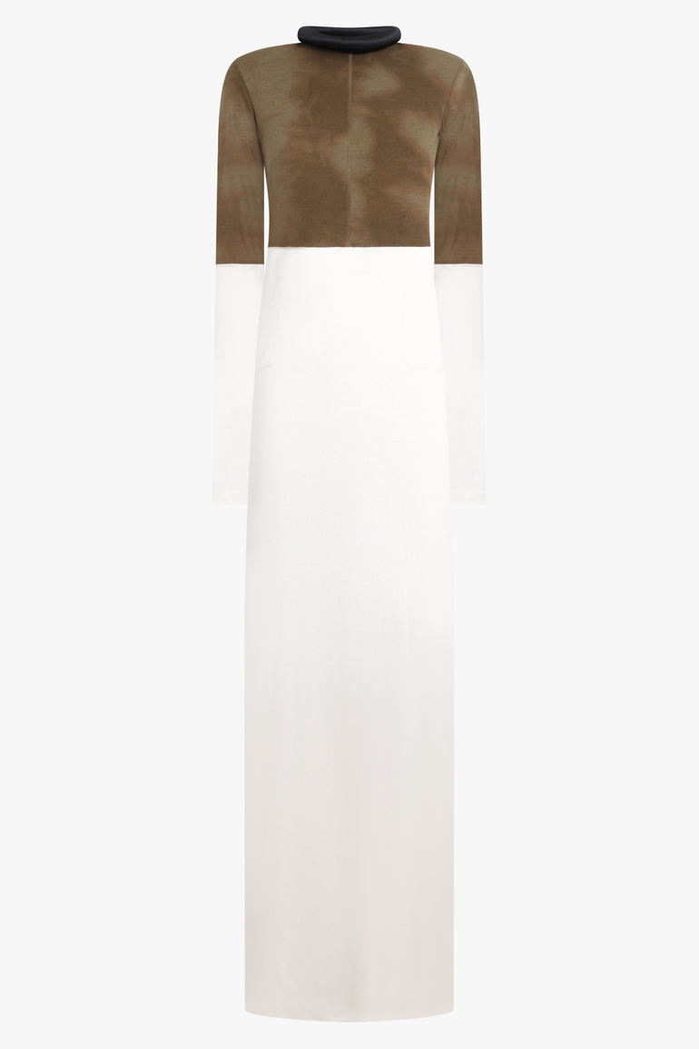 PHOEBE PHILO RTW Tubular Liner Floral Print Panel Dress | Ivory/Multi