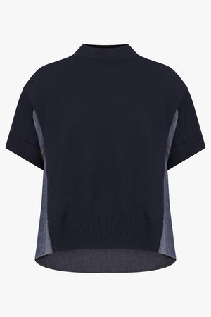 SACAI RTW Denim X Knit Pullover | Navy/Blue