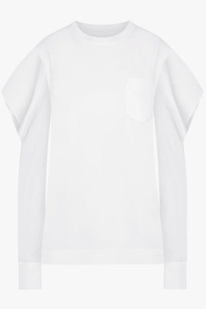 SACAI RTW Cowl Sleeve Top | White